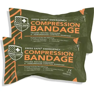 6 Inch Israeli Bandages Trauma Kit - Sterile Elastic Compression Bandage - Emergency Military IFAK - 2-Pack