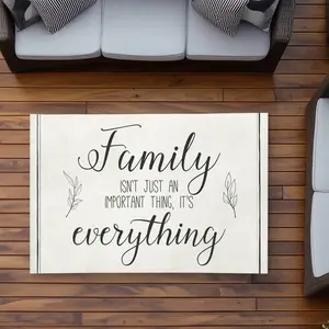 360 stand Farmhouse Kitchen Rug, 3x5 ft Weatherproof Rectangle Area Rug, Family Quotes Printed Face, Household Decor Piece