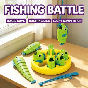 Fishing Battle Board Game with Spinner, Fun Family Party Interactive Social Table, Adjustable Fish Body, Educational Toy for Kids