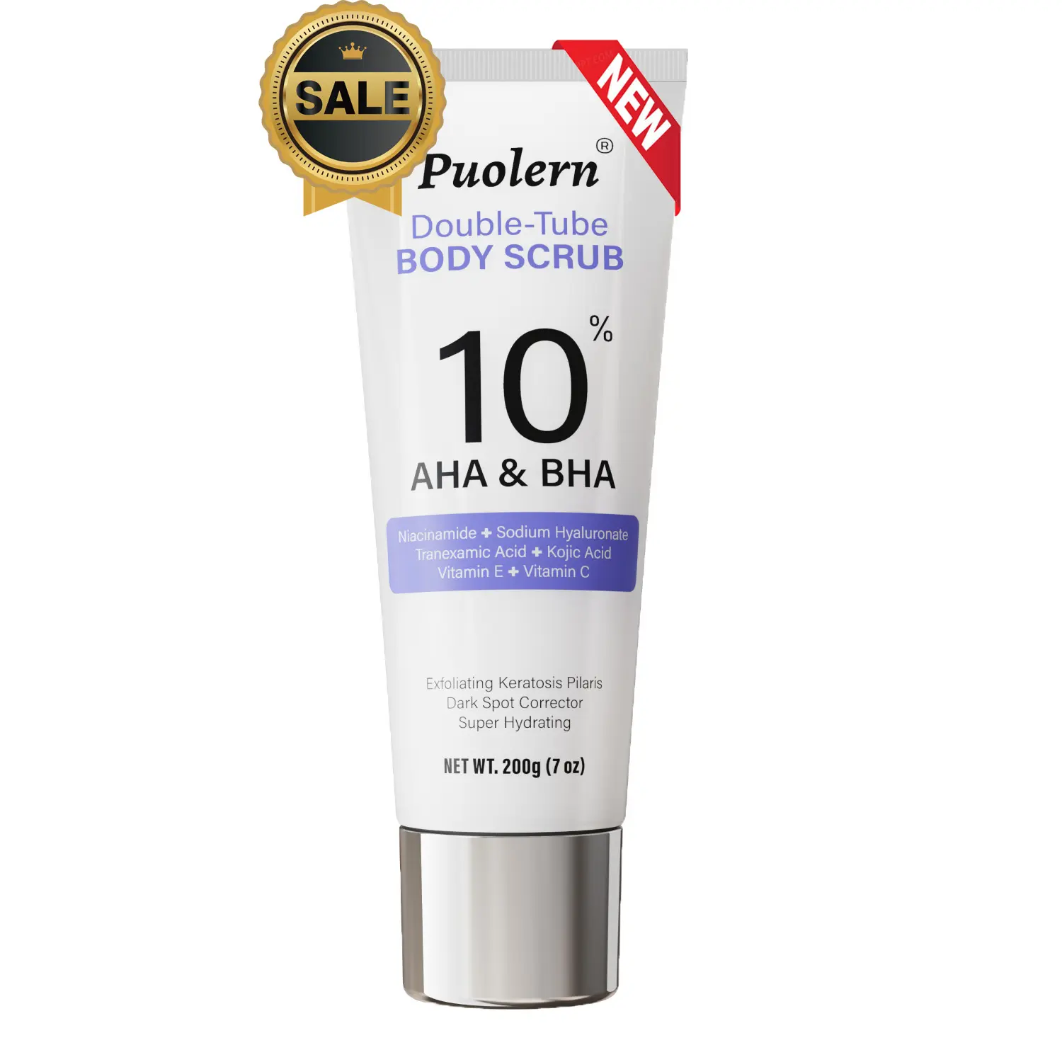 Puolern 10% AHA & BHA Body Scrub - Fight Acne, Keratosis Pilaris, Fade Dark Spots, Nourish Skin Blend Body Care Puolern 10% AHA & BHA Body Scrub - Fight Acne, Keratosis Pilaris, Fade Dark Spots, Nourish Skin Blend Body Care