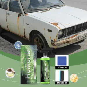8.01oz HONOMY Car Rust Remover & Degreaser - Powerful Formula for Tough Stains, Safe & Non-Toxic, Restores Shiny Paint Finish, Includes Towel X1, Sponge X1, Ideal for Home Use on All Cars
