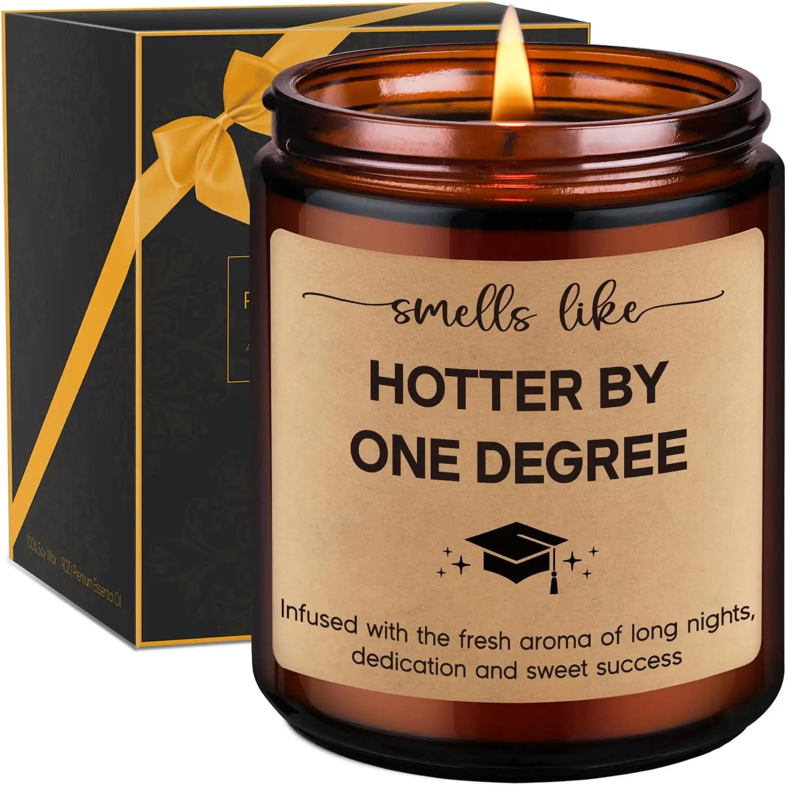 Smells Like Hotter By One Degree Scented Candle, Graduation Gifts for Her, Him - College Graduation Gifts, Masters Degree Graduation Gifts 2024, PhD, High School Graduation Gifts for Women, Men, Friend - Funny Grad Gifts