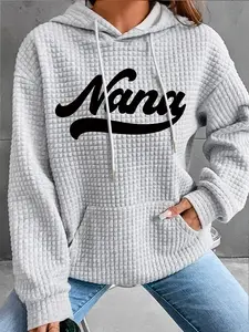 Women's Trendy Graphic Hoodie Hooded Sweatshirt Nana Print, Long Sleeve Pullover with Pocket, Fall Winter Casual Top