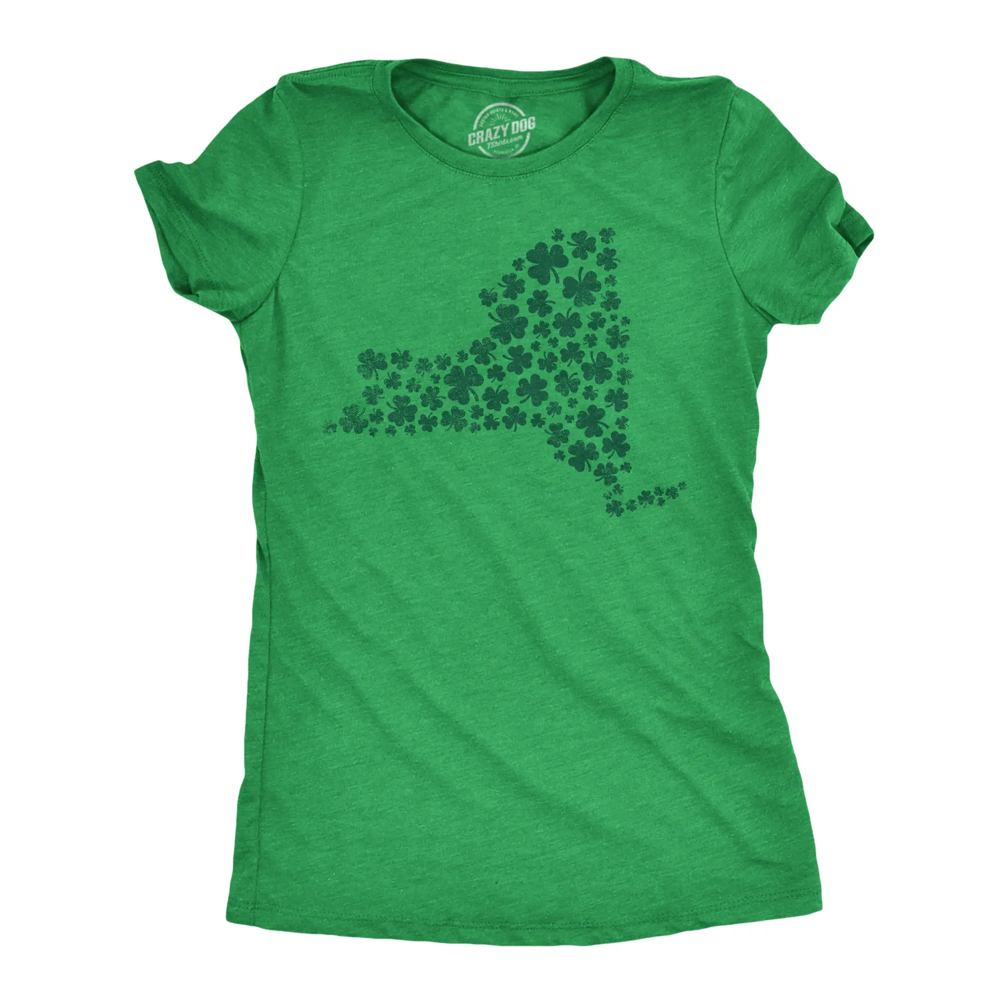 Womens New York State Clover T Shirt Funny St Pattys Day Parade Four Leaf Shamrock Tee for Ladies Funny Womens T Shirts Cute Vintage Fashion Casual Ladies T-Shirt Gift Saint Patrick's Day Tops for Women Women's Green -