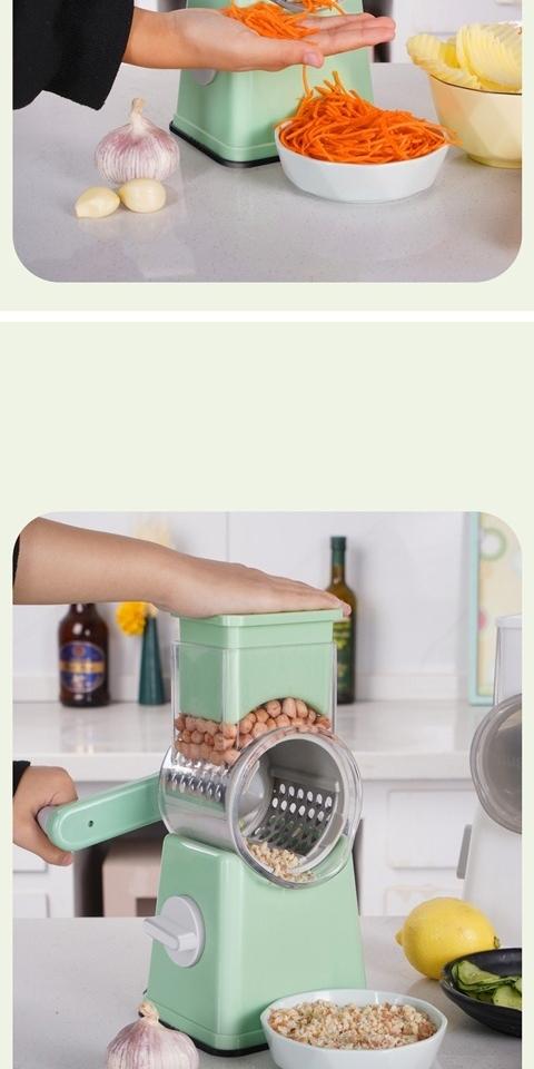 Tekinor Rotary Grater with Handle, 6 Well-Designed Blades, Strong Suction Cup Base, Vegetable Grater & Mandoline Slicer - Kitchen Utensils