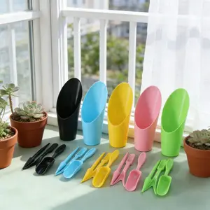 4pcs/Set garden tool set, Ergonomic garden hand tools, Garden trowel set, Multi-Purpose Soil Scoop Shovel Cup, Durable PP Plastic Planting Tool for Succulents, Bonsai, Indoor/Outdoor Gardening, Bonsai Care | Modern Garden Tool | Easyuse Tool, Tool Kit