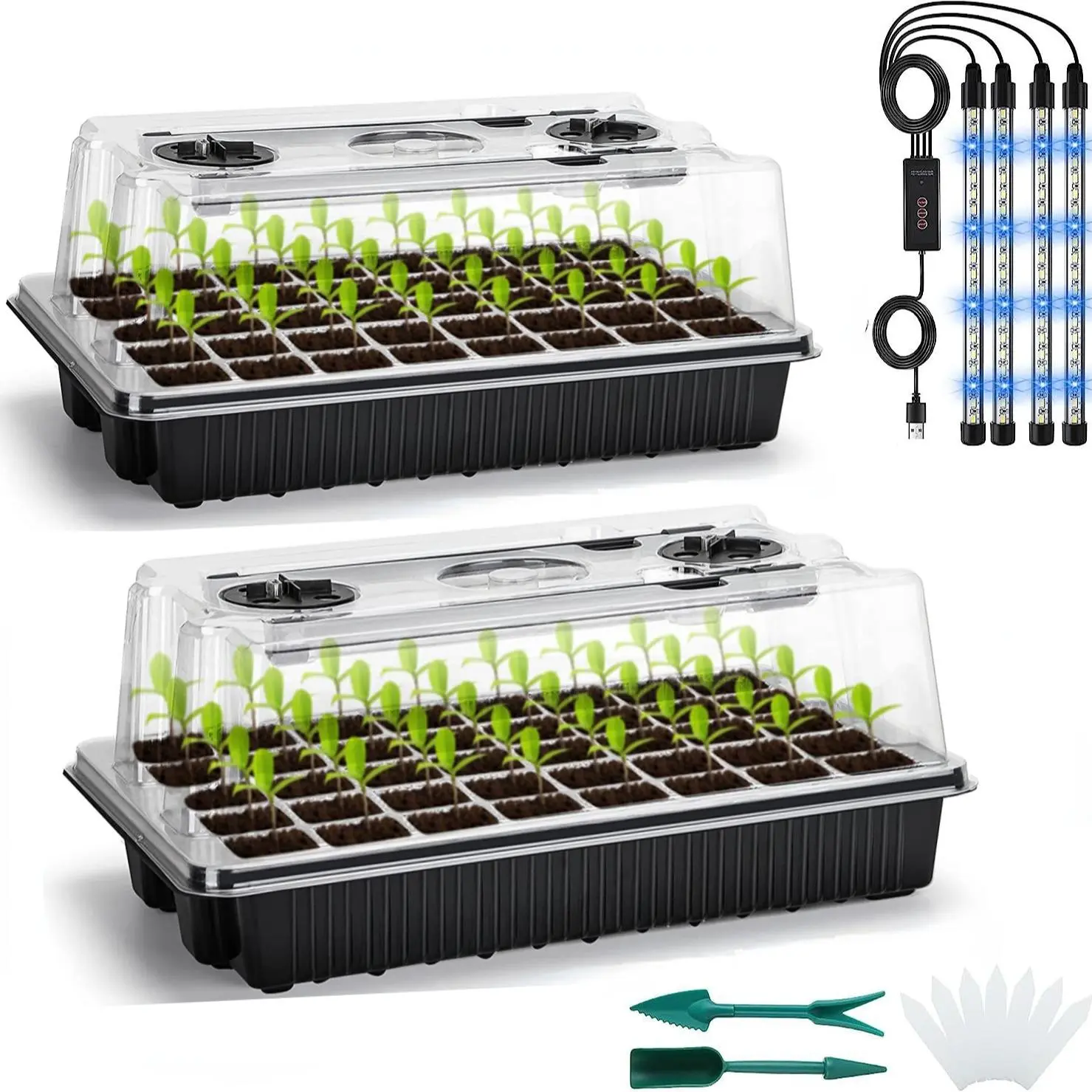 Plant Seed Germination Tray Kit, Durable Growing Tray, Planting Trays, LED Grow Light With Timer & 3 Modes, Suitable For Home Garden & Indoor Greenhouse, Gifts for Mum, Garden Planting Supplies, Gardening Supplies, Garden Supplies, Plant Growing Set