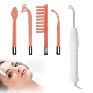 US plug, 4-in-1 facial machine high-frequency comb device, portable multi-functional high-frequency facial stick with 4 tubes, suitable for facial, head, and neck care tools, perfect gift for friends, girlfriends, and family, Christmas gift