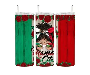 Mama Cita Mexico Skinny Tumbler 20 FL OZ Bottle Glass 20 oz Durable Elegant Design Portable Washable Reusable for Hot Cold Drinks Cup