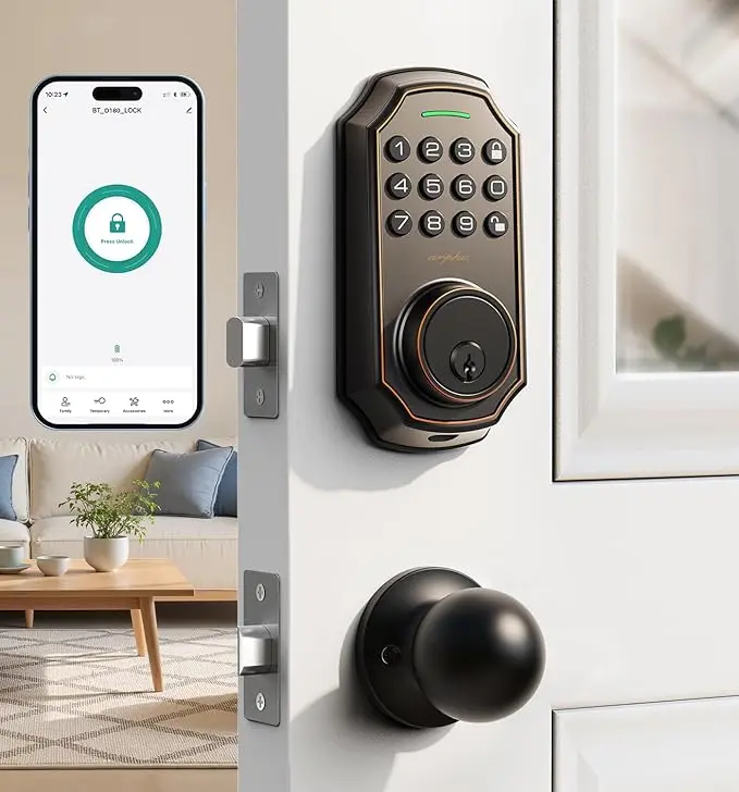 ARPHA D180 Smart Door Lock: Anti-Peeping Password + 50 Authorization Codes, One-Touch Lock + Auto Lock,Suitable for various scenarios, Easy to Install. No APP version