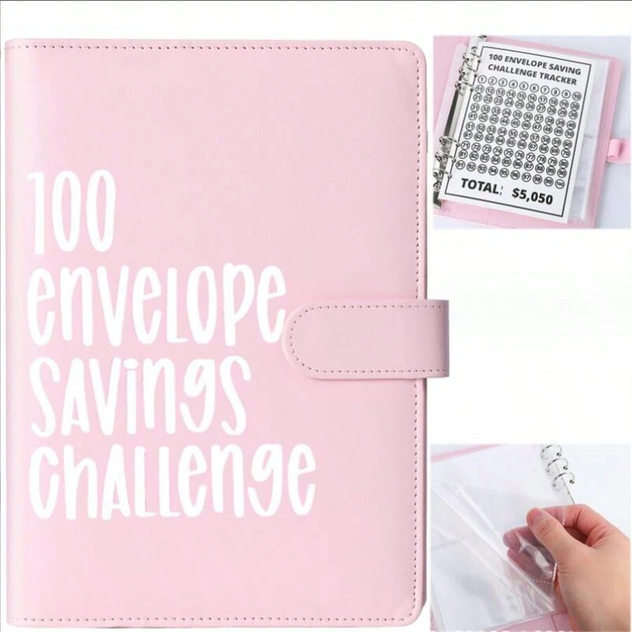 100 Envelopes Money Saving Challenge - A5 Money Saver Budget Binder Book with Cash Envelopes and Numbers, 100-Days of Easy and Funny Ways to Save $5,0