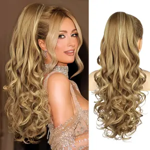 Alrence 24" Ponytail Extension Long Curly Claw Clip Ponytail Extension Jaw Clip in Pony Tails Natural Synthetic Hairpiece for Women Daily