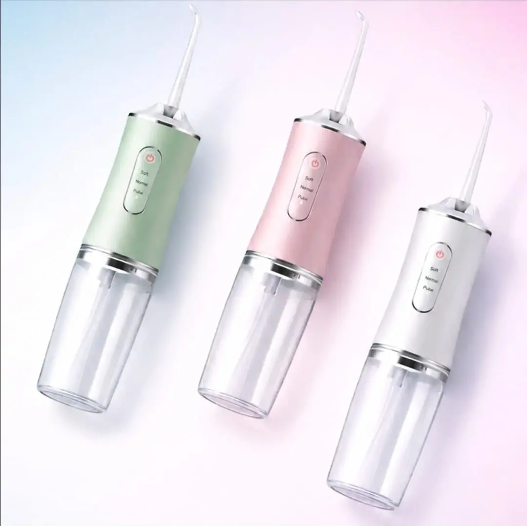 Water Flosser, Cordless Oral Irrigator for Teeth Cleaning, Rechargeable Dental Flosser with 4 Nozzles, 3 Modes, 360° Rotating Tip & 220ml Water Tank, Portable Teeth Cleaner for Braces, Gum Care, Plaque Removal & Travel