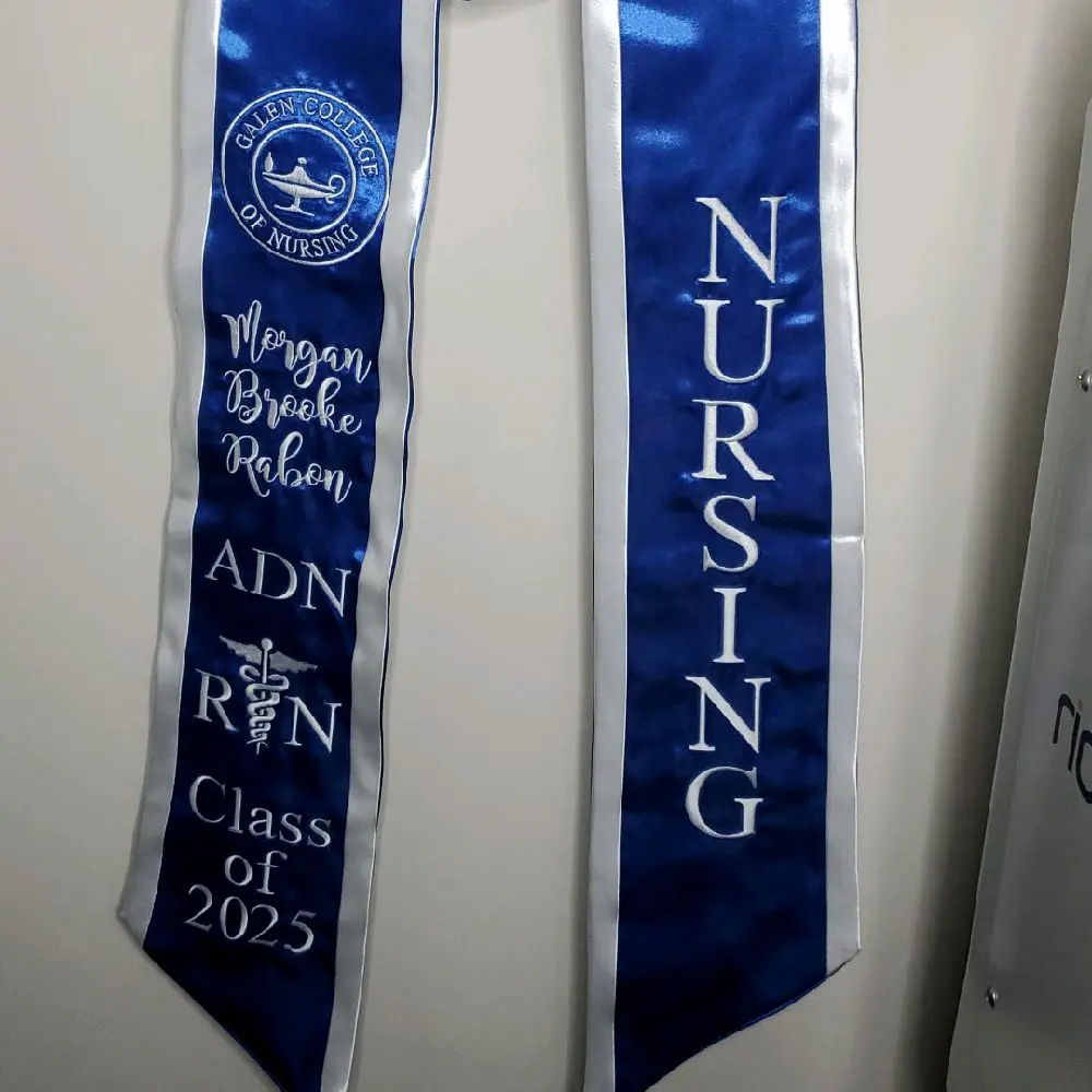 Morgan Brooke Rabon Custom Embroidered Graduation Stole 100% Satin Nursing ADN RN Class of 2025 Personalized Sash