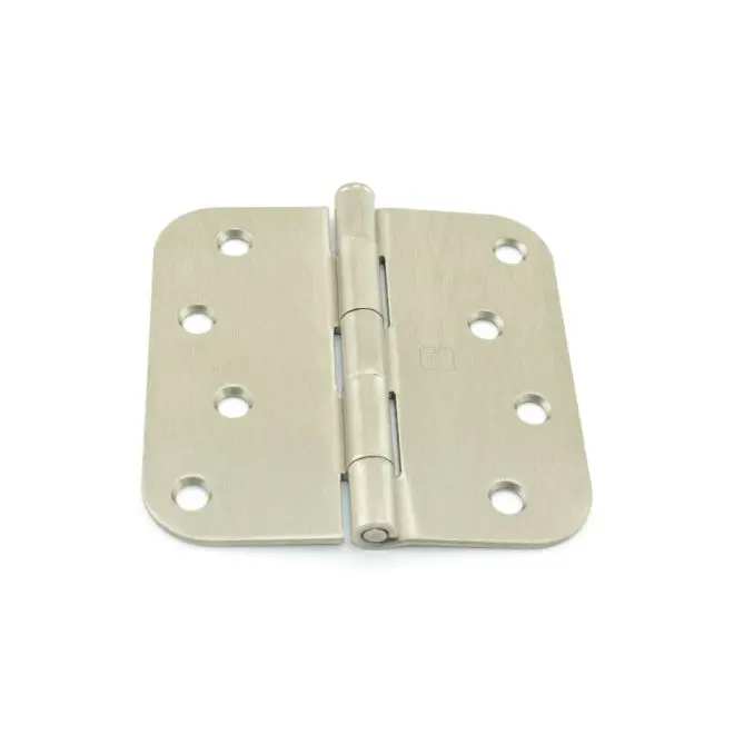 Hager Residential Steel Door Hinge - RC1842415EA58 Model, 4"x4", 5/8" Radius Corners, Full Mortise, Plain Bearing, Removable Pin, 5 Knuckles, Satin Nickel, Five Knuckles