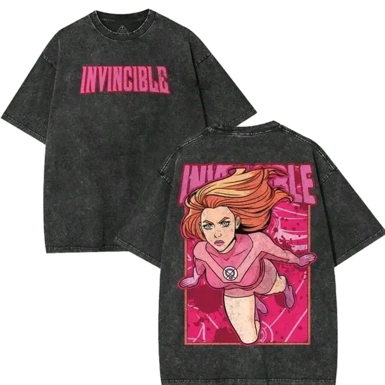 Atom Eve From Invincible Tee, Comics T-Shirt, TV Show Comics Washed Tshirt Heavyweight Cotton Streetwear Graphic Vintage Tees Men Gift Oversized Top 25H