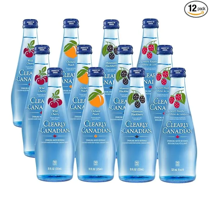 Clearly Canadian Sparkling Flavored Water 4 Flavor Sampler, 12 Pack Variety