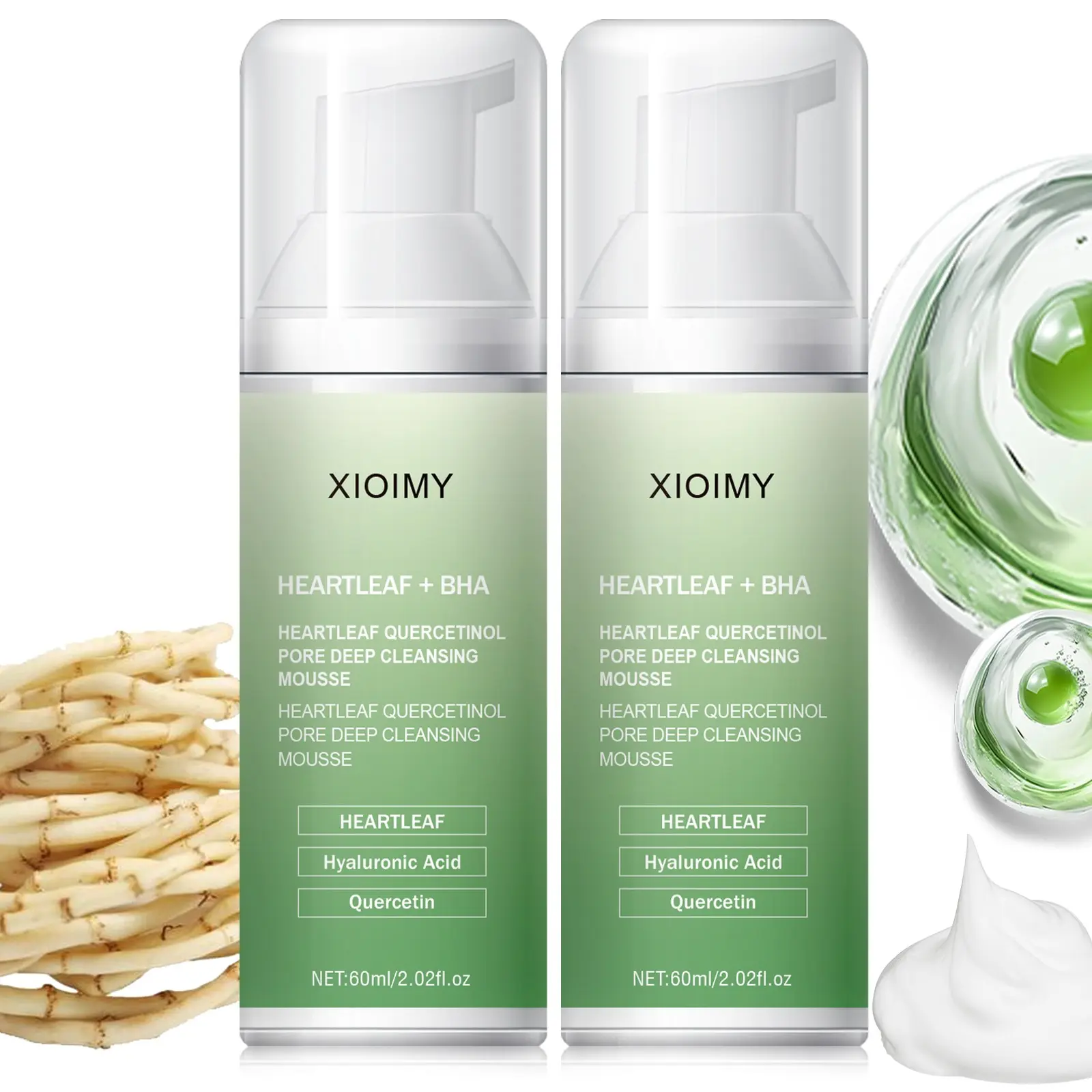 Deep Facial Cleansing Mousse with Heartleaf & Bha, Hydrating Face Skin Care, Moisturizing, Smooths, Refreshes, Tightens Pores, Suitable for All Skin Types, Cleanser