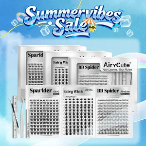 AIRYCUTE Upgraded 2.0 Cluster Lashes - DD Spider, Sparkler, Fairy Wink Styles, Manga Lashes Effect, Lightweight, Waterproof, All-Day Wear, Beginner-Friendly DIY False Eyelashes, Prop 65 Safe for Makeup Looks #SummerVibes, Lash Extension, Eyelashes Extensi