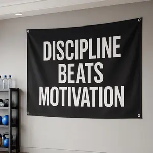 Motivational Workout Banner | Gym Wall Decor | Fitness Quote Vinyl Sign | Home Gym Inspiration | Veteran Owned