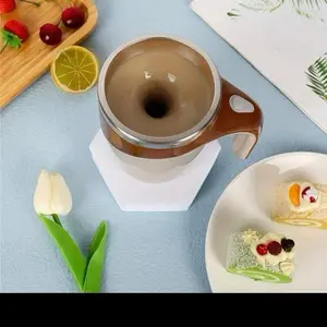 Rechargeable Magnetic Self Stirring Mug Stainless Steel Auto Mixing Coffee Cup Electric Lazy Travel Tumbler With Lid 400ml Protein Shaker Bottle For Coffee Tea Hot Chocolate Cocoa Milk Protein Powder Office Home Gym Car Camping Christmas Birthday Gift Men