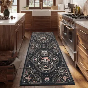 Bohemian Mushroom Pattern Long Corridor Rug, Gothic Vintage Living Room Runner, Non-Slip, Decorative Area Rug, Kitchen Bathroom Indoor Decor