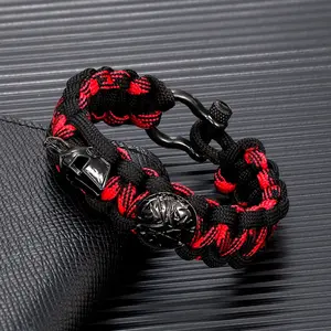 Creative Design Spartan Warrior Helmet Horseshoe Buckle Survival Bracelet Vikings Accessories Handmade Paracord Bracelet