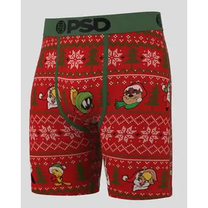 PSD Mens Looney Tunes Jolly Sweater Boxer Brief - Standard Length 7 Inch Inseam, Soft and Breathable Poly Blend Fabric