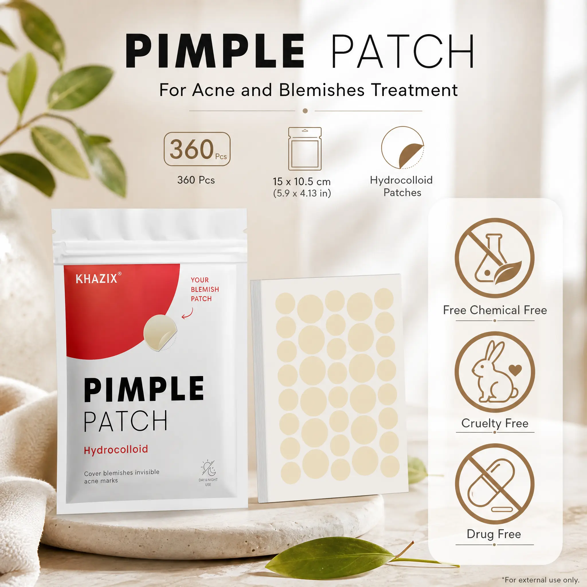 360 PCS, Day & Night Use Invisible Pimple Patches, Waterproof Hydrocolloid Spot Covers, Disposable Gentle Blemish Stickers for Teenagers & Makeup Wear Acne Daily
