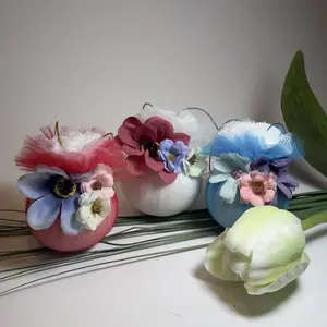 Gongki Roundair with Flowers Handmade Air Freshener for Him Tulle Fabric Wrapped Decorative Ornaments with Various Scent Options