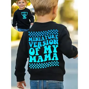 Front and Back Print Boys' MINIATURE VERSION OF MY MAMA Letter Print New Creative Casual Versatile Spring/Autumn Hoodie