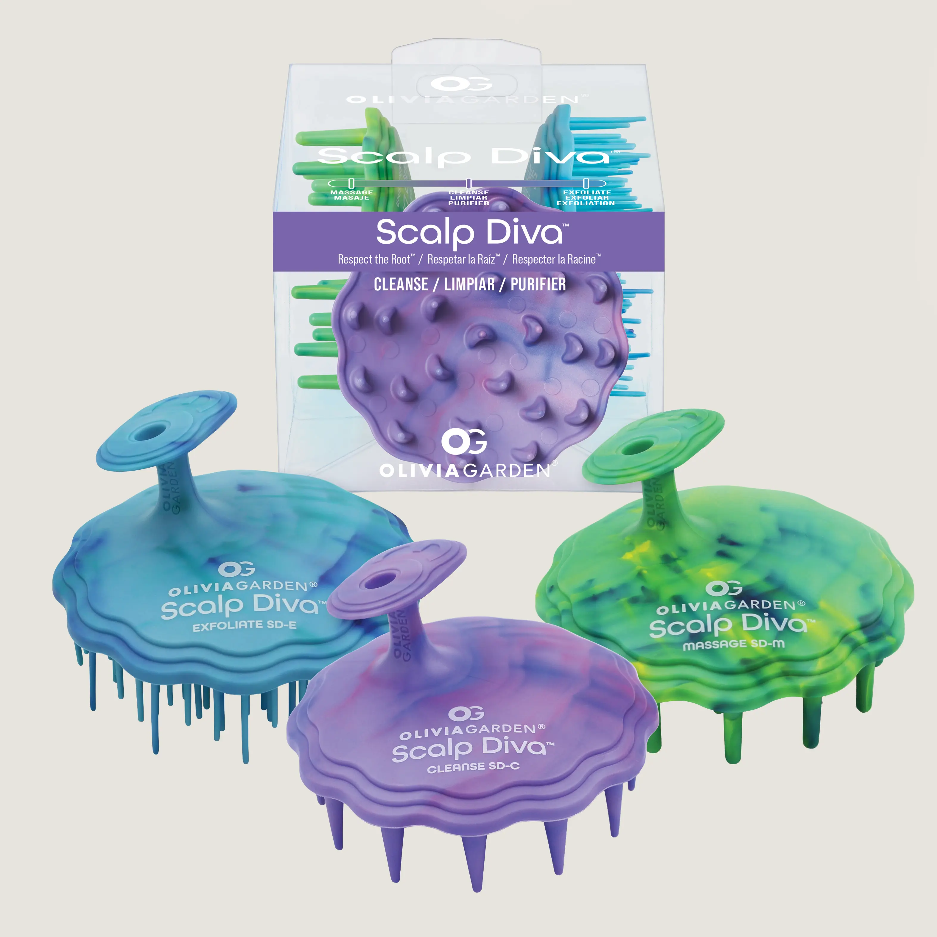 Olivia Garden Scalp Diva Scalp Massager & Hair Scalp Scrubber Box Set
