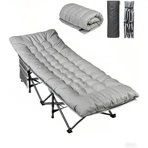 1200D Double Layer Oxford Camping Cots with Mattress for Adults, Foldable  for Sleeping, Outdoor Camping Bed with Carry Bag for Resting, Camping, Greige