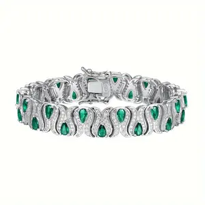 S925 Sterling Silver Cultivated Color Jewel Bracelet, Luxury Banquet Exclusive With Evening Gowns
