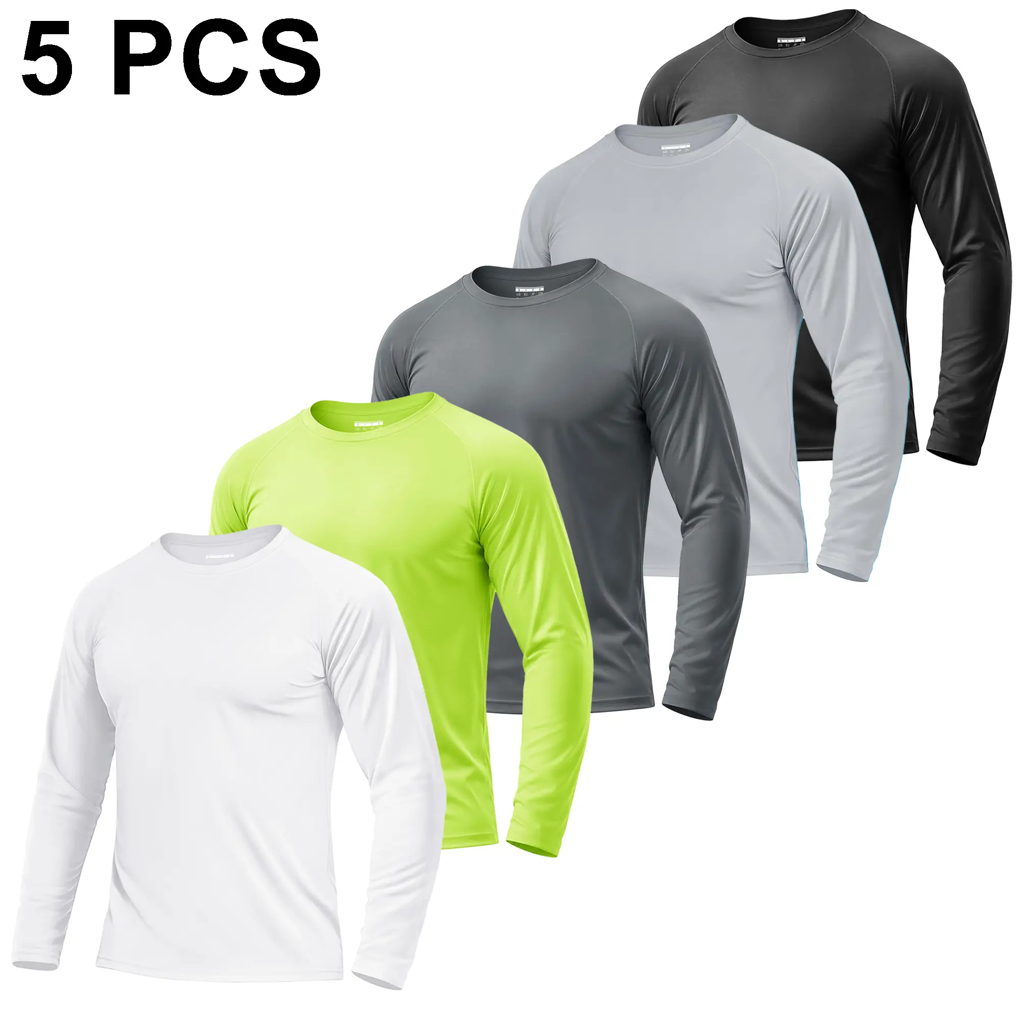 1/3/5 Pack Men's UPF 50+ Sun Protection UV SPF Shirts Long Sleeve Lightweight Quick Dry Swim T-Shirts Rash Guard