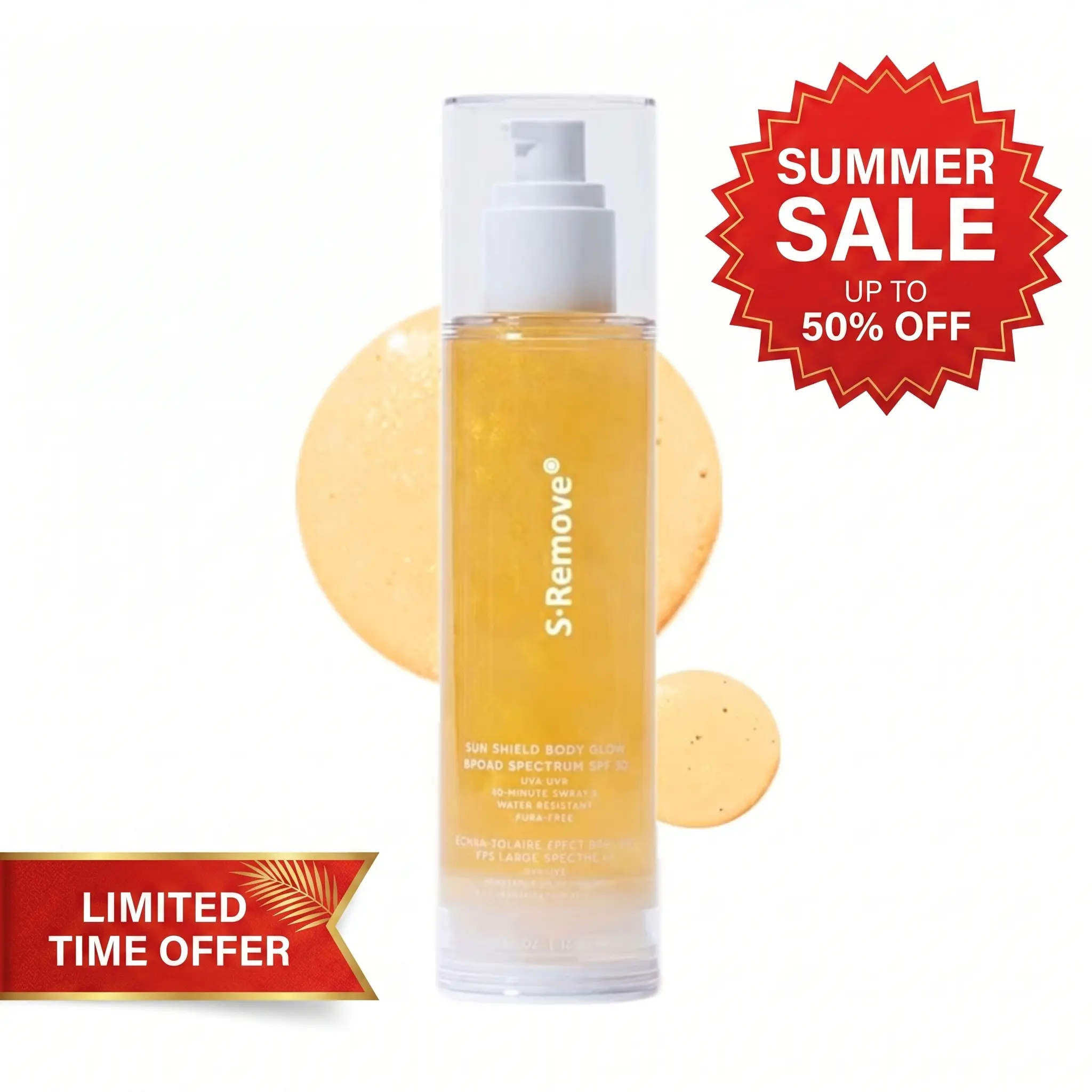 SPF 50 Shimmering Body Sunscreen - Coconut Scented Broad Spectrum Hydrating Sun Cream with 5-Oil Blend & Vitamin E, Lightweight Water-Resistant, 3.3 Fl Oz