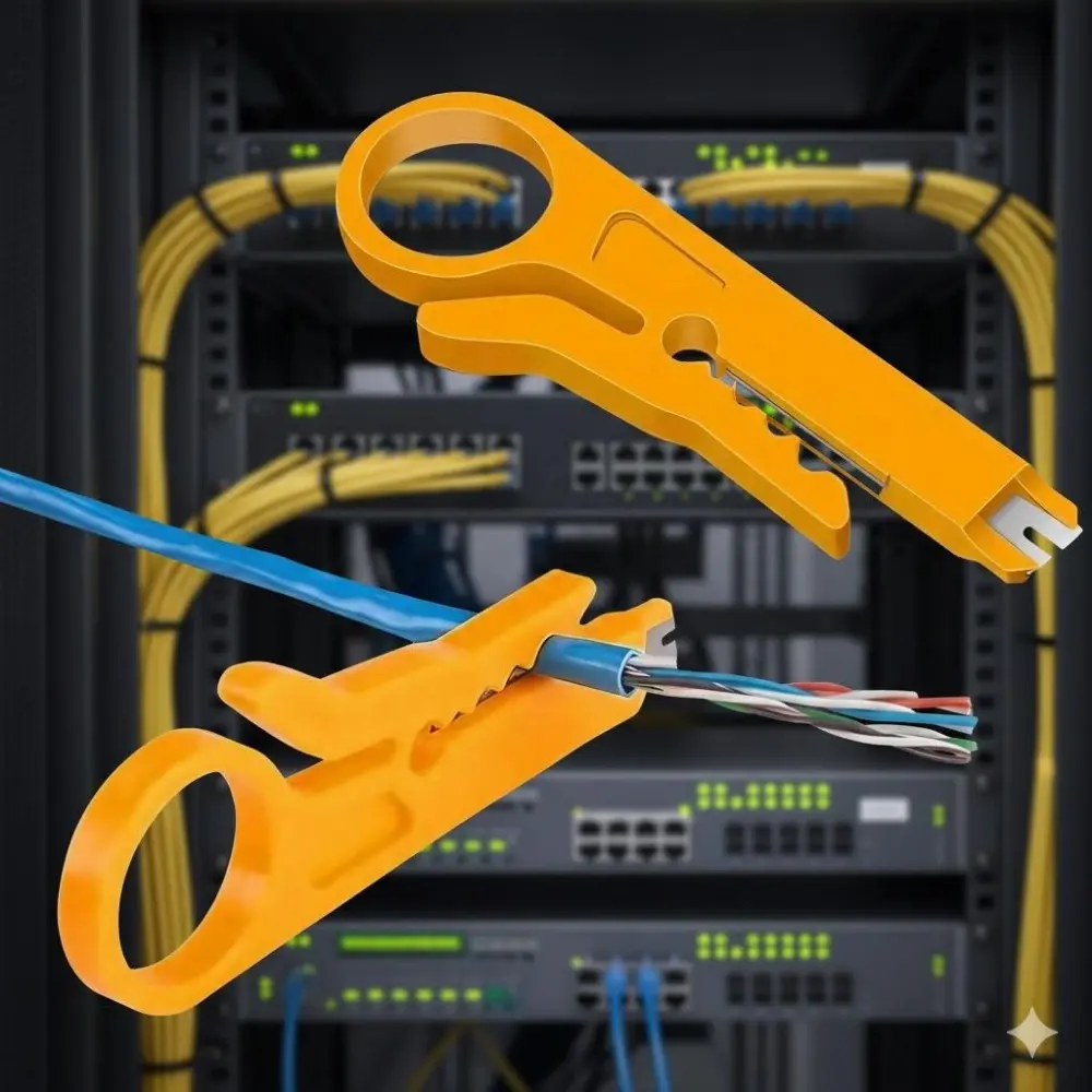 Professional Crimping Tool Kit: Mini Wire Stripper, Cable Cutter for Coaxial RG59/RG6/RG11, Ethernet CAT5/CAT6, Flat Phone Line. Multi-Purpose Wiring & Networking Tool.