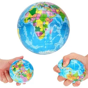 1Pc Blue Squeeze World Map Globe Palm Ball Slow Rising Stress Ball for Birthday Xmas Gifts Xmas Stocking Fillers Party Bag Gifts (7.6CM)