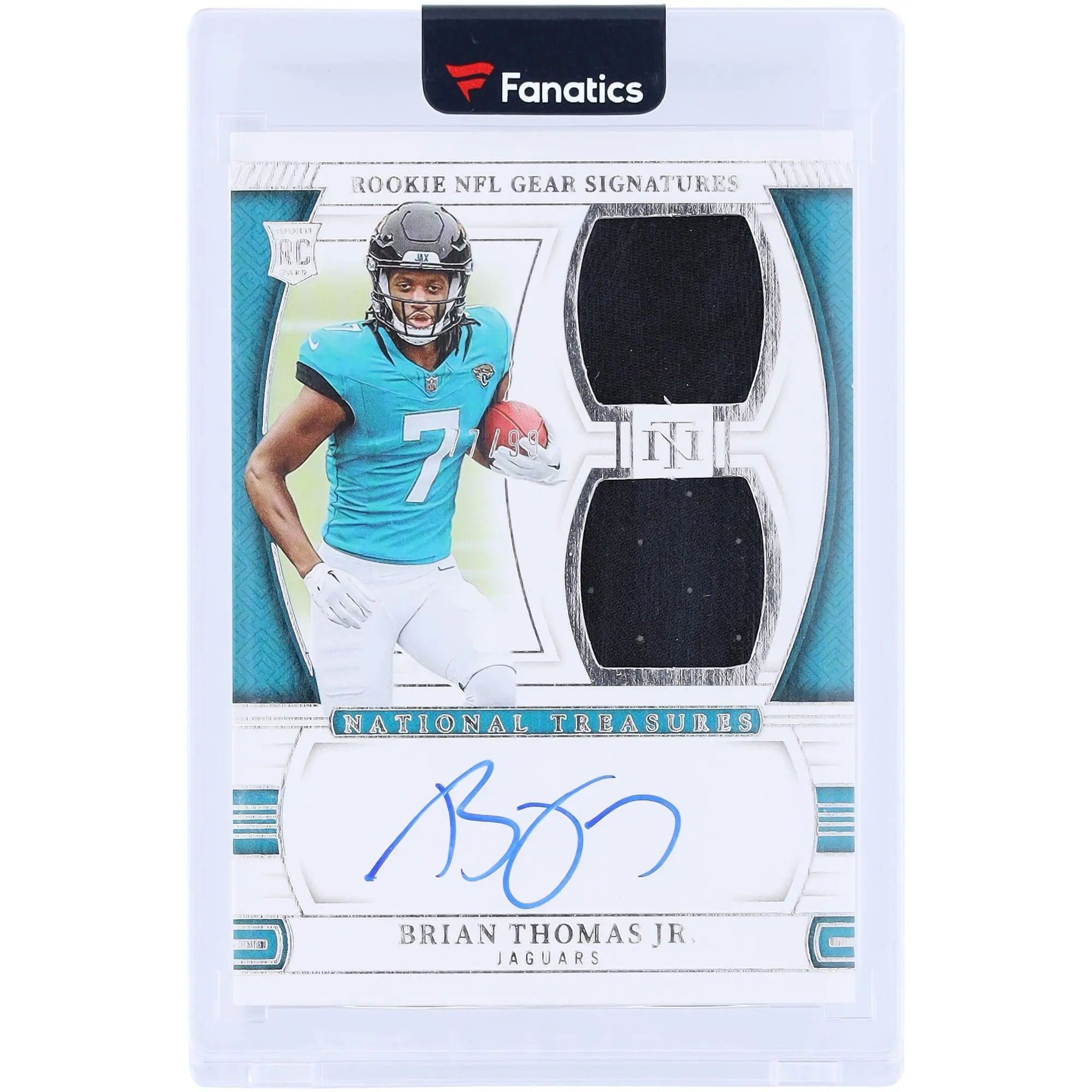 Brian Thomas Jr. Jacksonville Jaguars Autographed 2024 Panini National Treasures Dual Relics #RGS-BTJ #77/99 Rookie Card - Fanatics Authentic Certified