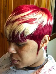 613 Ombre Color Straight Human Hair Wig for Women Pixie Cut Wig Halloween Wig Full Machine Made Wig 150% Density 6 Inch