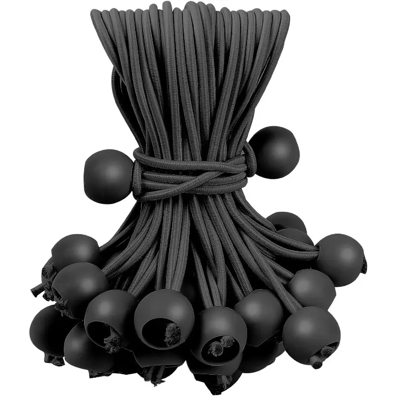 60PCS 6inch Ball Bungee Cords, Heavy Duty Outdoor Bungee Cord with Balls, Tarp Tie Down Bungee Balls for Shelter, Camping, Cargo,Tent Poles UV Resistant