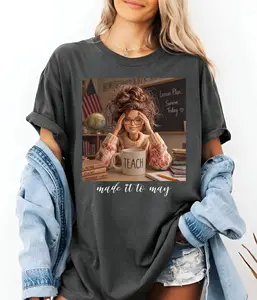 Teacher Made It To May Meme Comfort Colors T-Shirt, Funny Barbie Doll Face Shirt, Funny Teacher Last Day Tee, School Gift