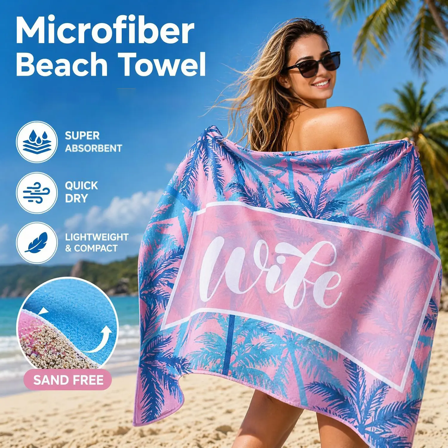 Quick Dry Microfiber Beach Towel, large bath towel ,Super Absorbent Lightweight Towel for Swimming, Beach and Travel essential
