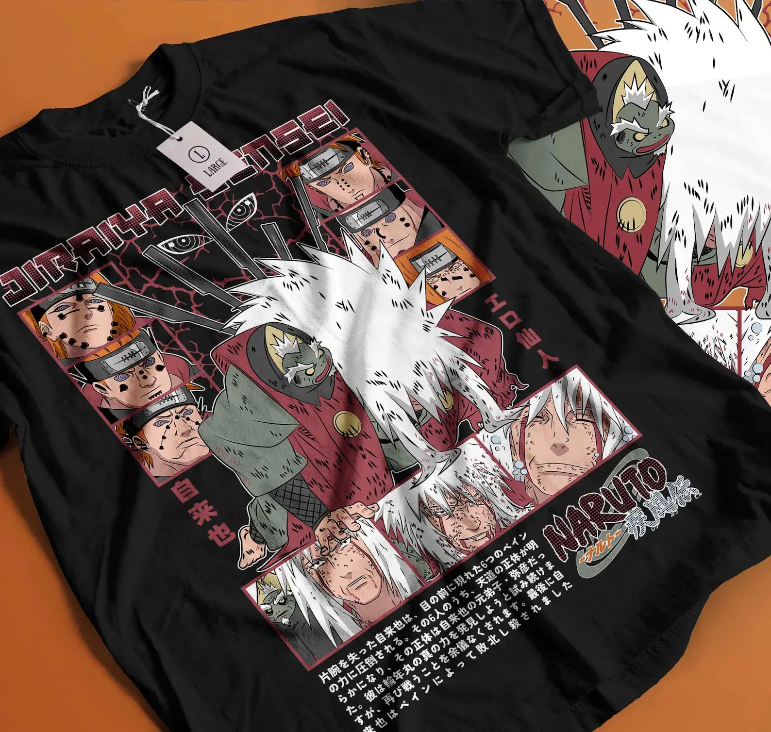 Jiraiya Sensei  Anime Graphic T-Shirt | Premium Gildan Heavyweight Cotton Tee | Retro Japanese Manga Pain Arc Print | Perfect Gift for Anime Fans and Otakus