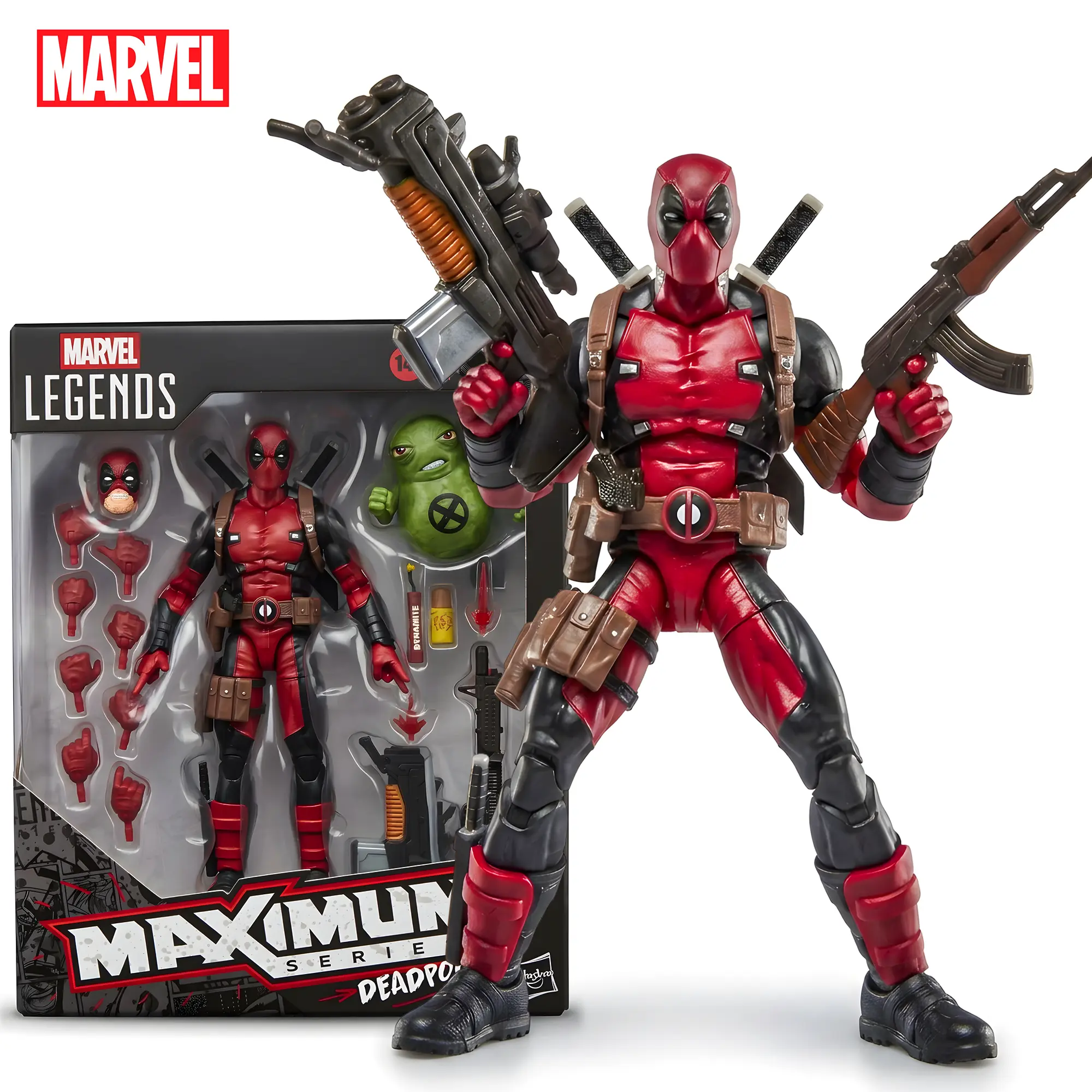 Marvel Maximum Series Deadpool 6-Inch Action Figure with Doop & 24 Accessories, Comic-Inspired Collectible for Ages 14+