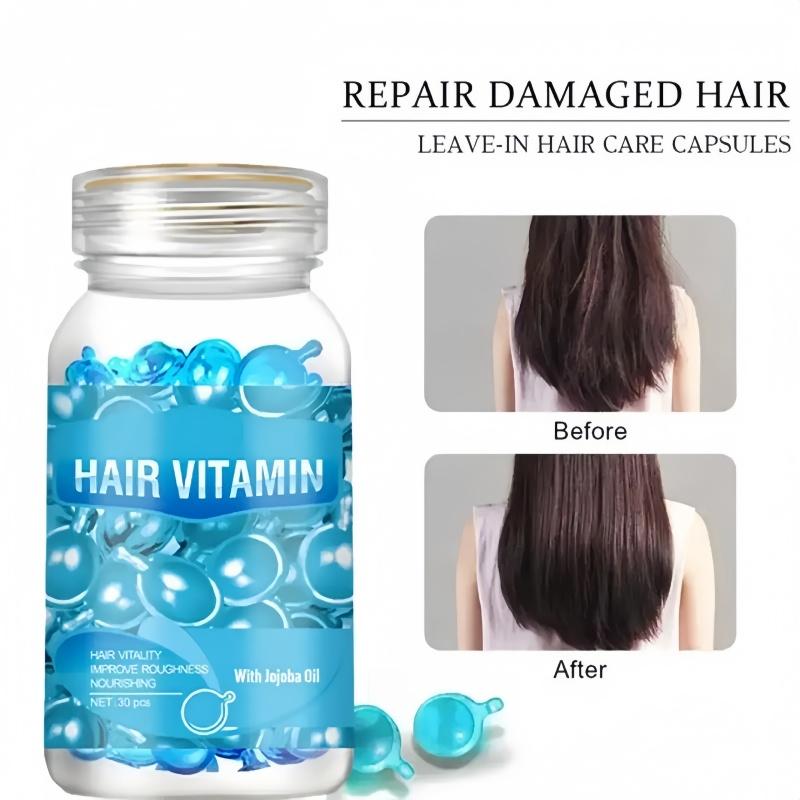 3/2/1PCS Hair Moisturizing Capsules Essence Formula, Contains Vitamin A C E Vitamin B5, Argan Macadamia Oil, Jojoba Oil Repairs Damaged Hair (30 Capsules)