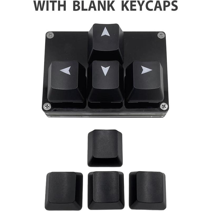 Mini 4-Key Keypad WASD Arrow Key Keycaps Keyboard One-Handed Mechanical Gaming Keypad Programmable USB-C Customized Keyboard for Working or Gaming (Black, Arrow Keycaps 1)