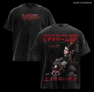 Bayonetta Umbra Witch Character Merch, Classic Action Game Apparel, Japanese Game Aesthetic, Vintage Washed Graphic Tees, Gaming Streetwear Oversized Tee, Unisex Casual Gamer Shirt, Bayonetta Fan Gift