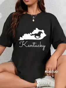 100% Cotton Kentucky Horse Map State Shirt Women Men T-Shirt