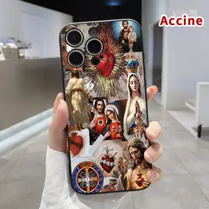 Phone Case for iPhone 15 Pro 16 16e 14 Plus 13 12 Mini 11 Promax X XS Max XR XSMax Divine Faith Tapestry Pattern Full Body Protection Ultra Slim Bumper Cover Gift for Boy